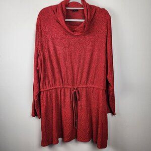 Lane Bryant cowl neck red sweater tunic drawstring  sz 22-24 women plus size